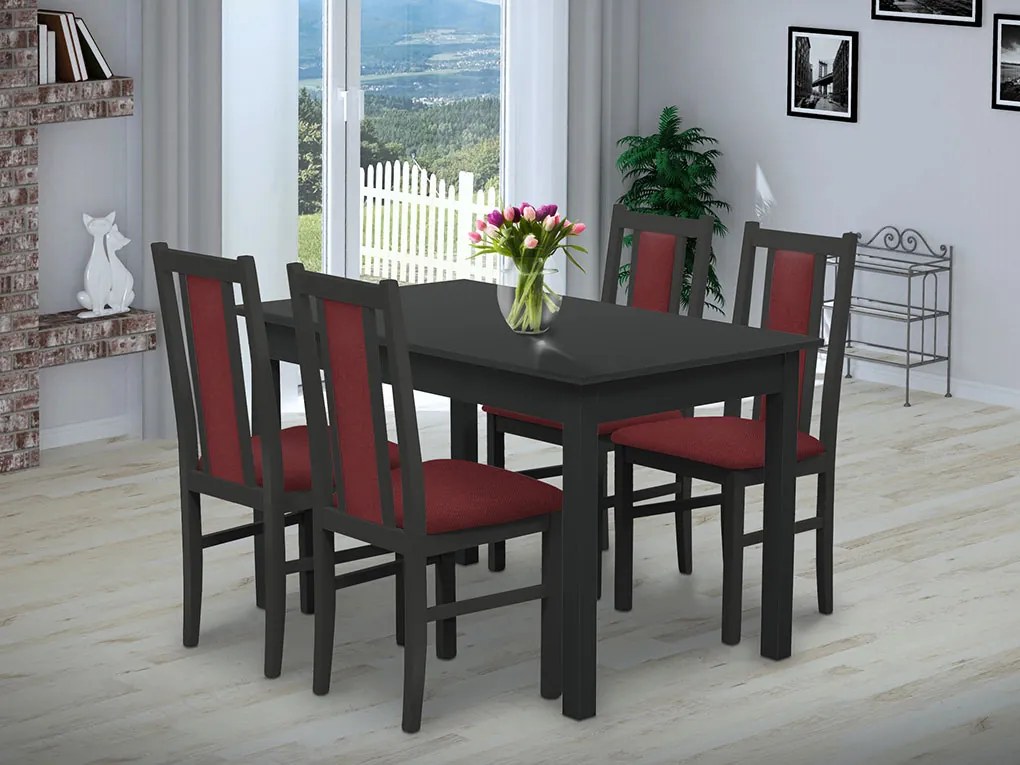 Nabytekmorava Jedálenský set Brooklyn pre 4 osoby, stôl 140x90 cm farba lamina: orech 729, čalúnenie vo farbe: SCALA cappuccino 20