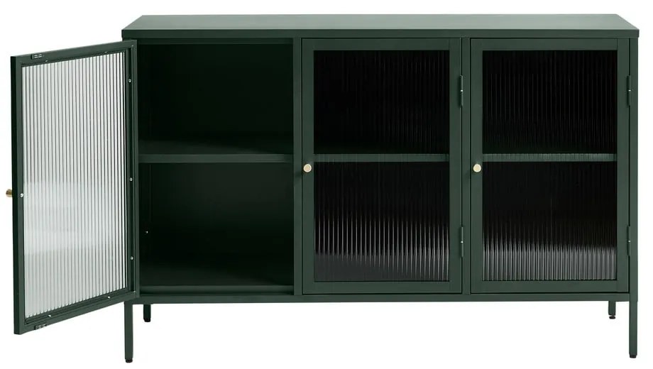 Zelená kovová vitrína Unique Furniture Bronco, výška 85 cm