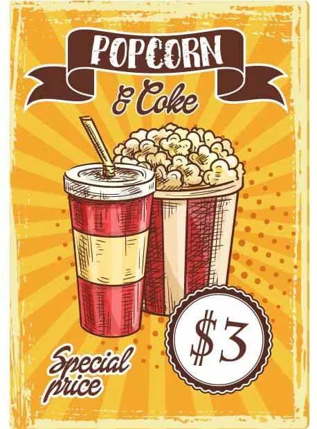 Ceduľa Restaurant Menu - Popcorn &amp; Coke