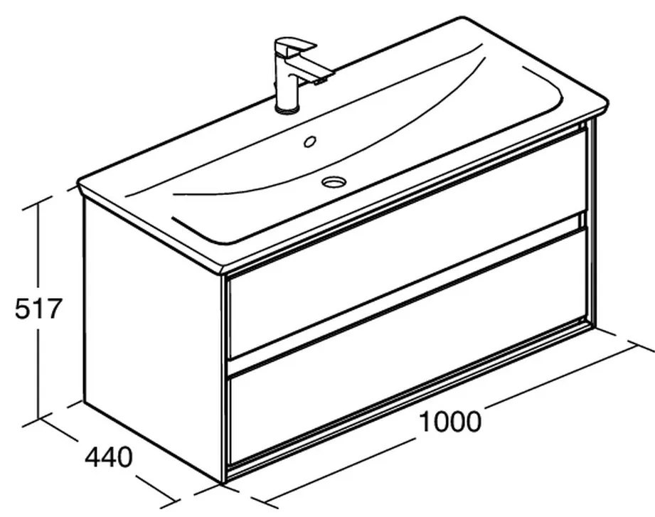 Ideal Standard Connect Air - Skrinka pod umývadlo 1000 mm, 2 zásuvky, lesklý biely + matný svetlo šedý lak E0821KN