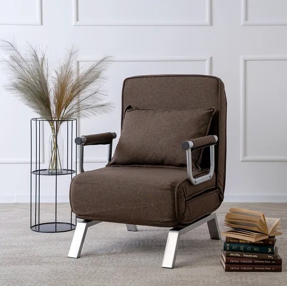 Kreslo pohovka rozkladacia PRATO hnedá - vintino.sk