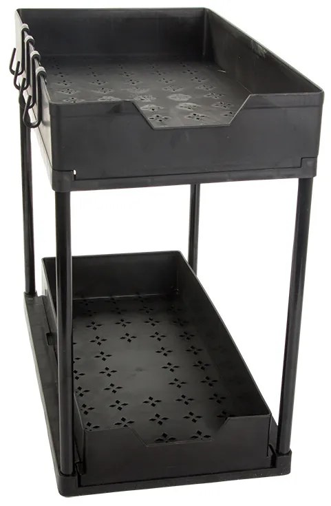 VERK GROUP Výsuvná polička s 2 zásuvkami, čierny plast 36 x 40 x 22 cm