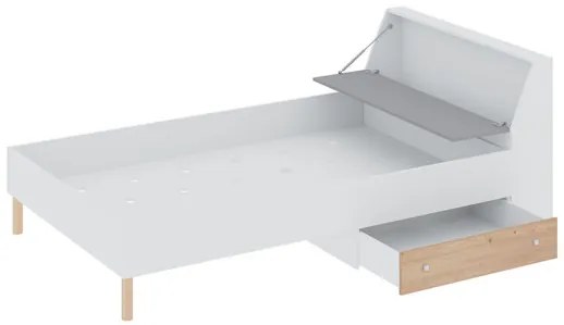 Posteľ pre mládež Esponire EP14 / 15 L / P, Rozmer postele: 90x200 cm, Farby: lux biela / dub artisan + sivá