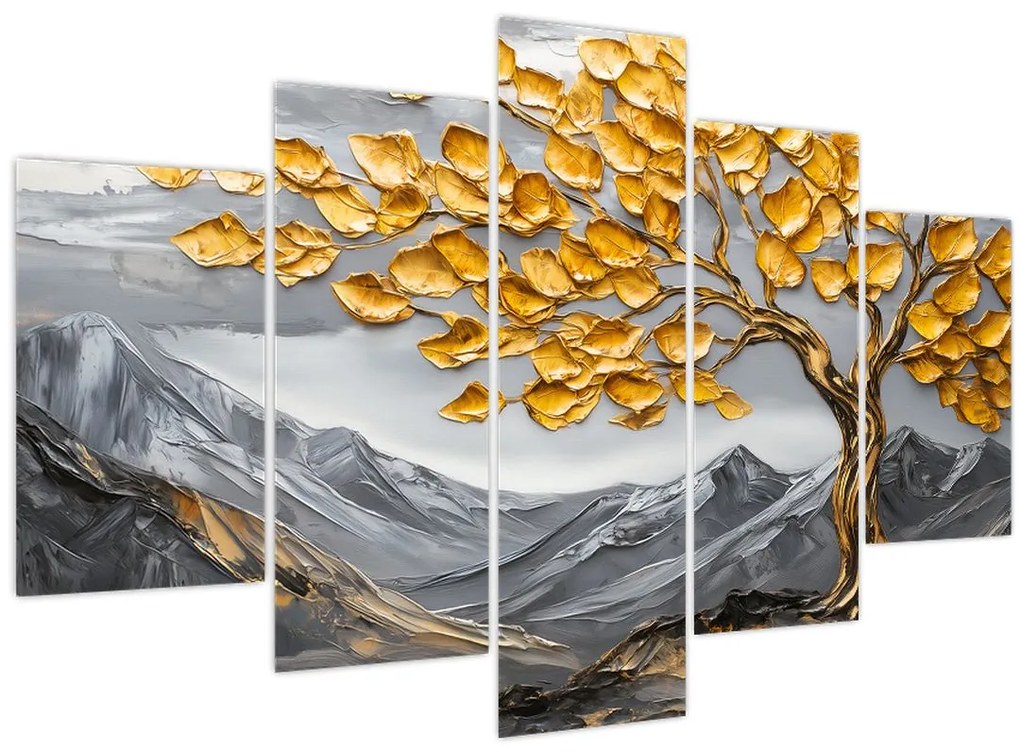 Obraz – Strom so zlatými listami (150x105 cm)
