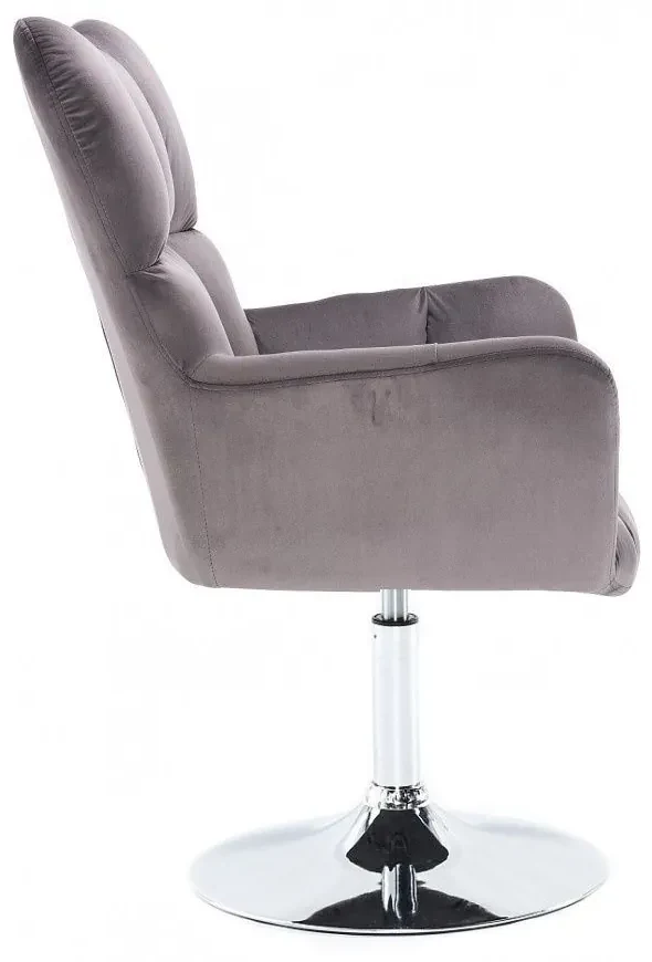 LuxuryForm DESIGN Kreslo AURORA VELUR na striebornom tanieri - tmavo šedé