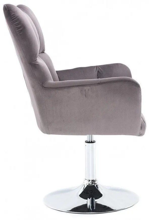 LuxuryForm DESIGN Otočné kreslo AURORA VELUR na striebornom tanieri - tmavo šedé