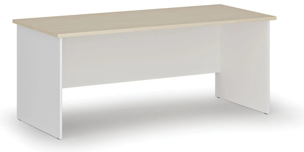 Kancelársky písací stôl PRIMO WHITE, 180x80 cm, biela/breza