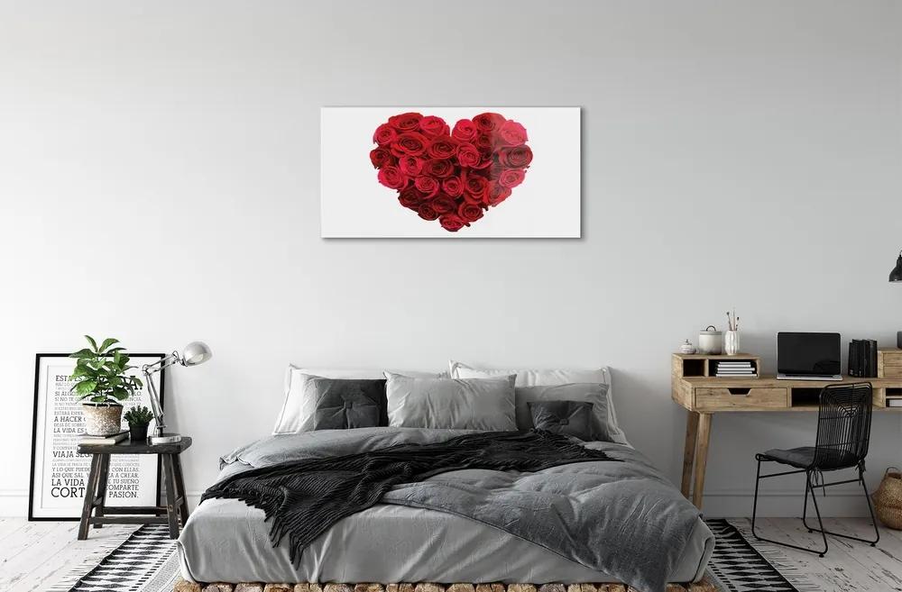 Obraz na skle Srdce z ruží 100x50 cm