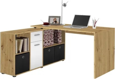 Písací stôl s regálom Lex, dub artisan/biely%