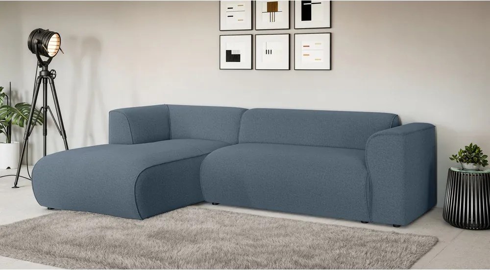 Modrá rohová pohovka (ľavý roh/s leňoškou) Merid – Ropez