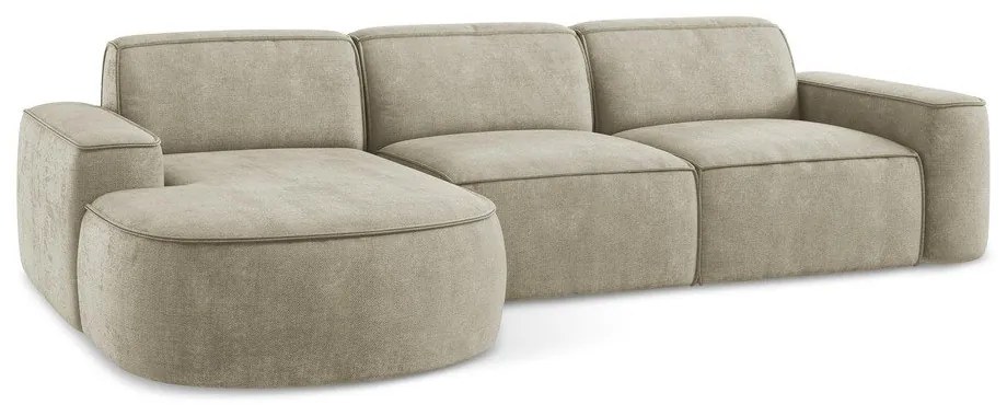 Béžová ženilková rohová pohovka (ľavý roh/s leňoškou) Omao – Makamii