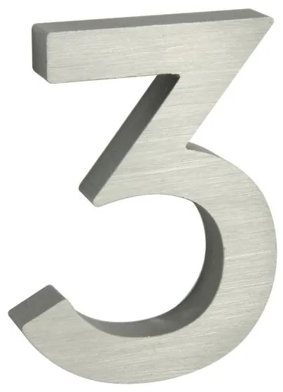 Domové číslo "3", RN.100LV, brúsené, strieborná