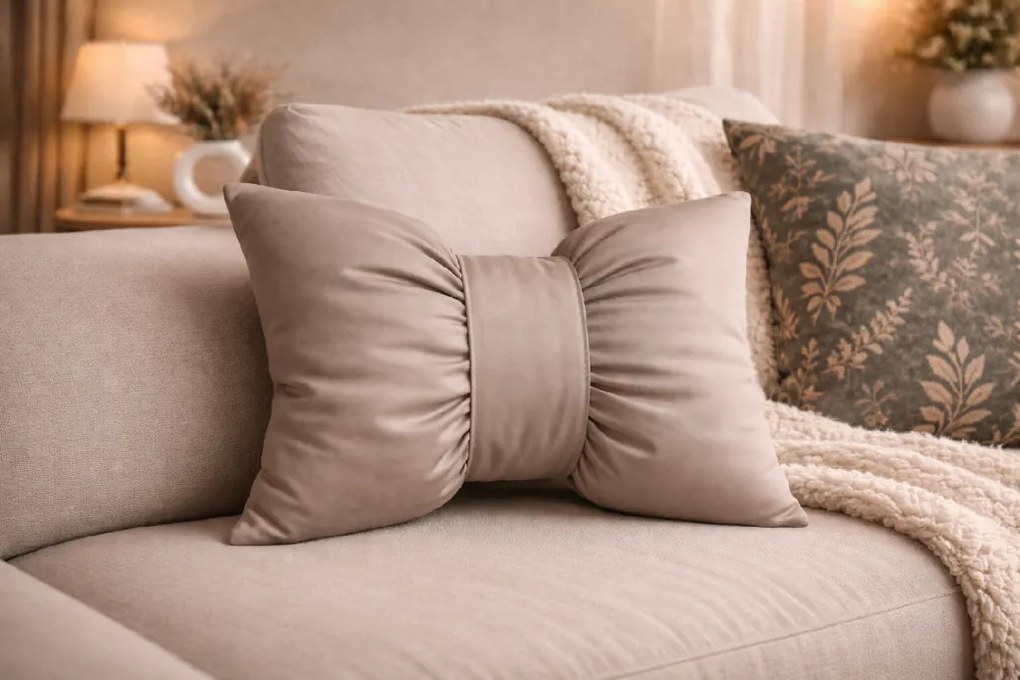 INTERMEDIC SK Dekoračný vankúš Mašľa sivá Veľkosť: 40x60cm