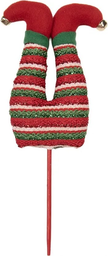 Červený vianočný zápich nohy škriatok Elf - 13*5*33 cm