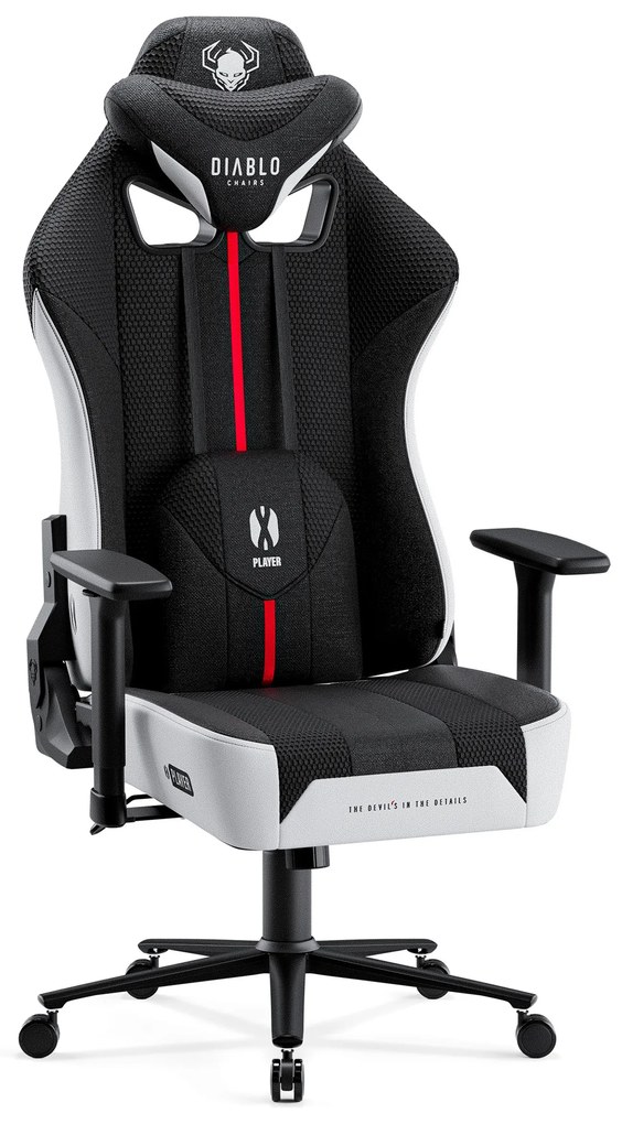 Látkové herné kreslo Diablo X-Player 2.0 King Size, bielo-čierne