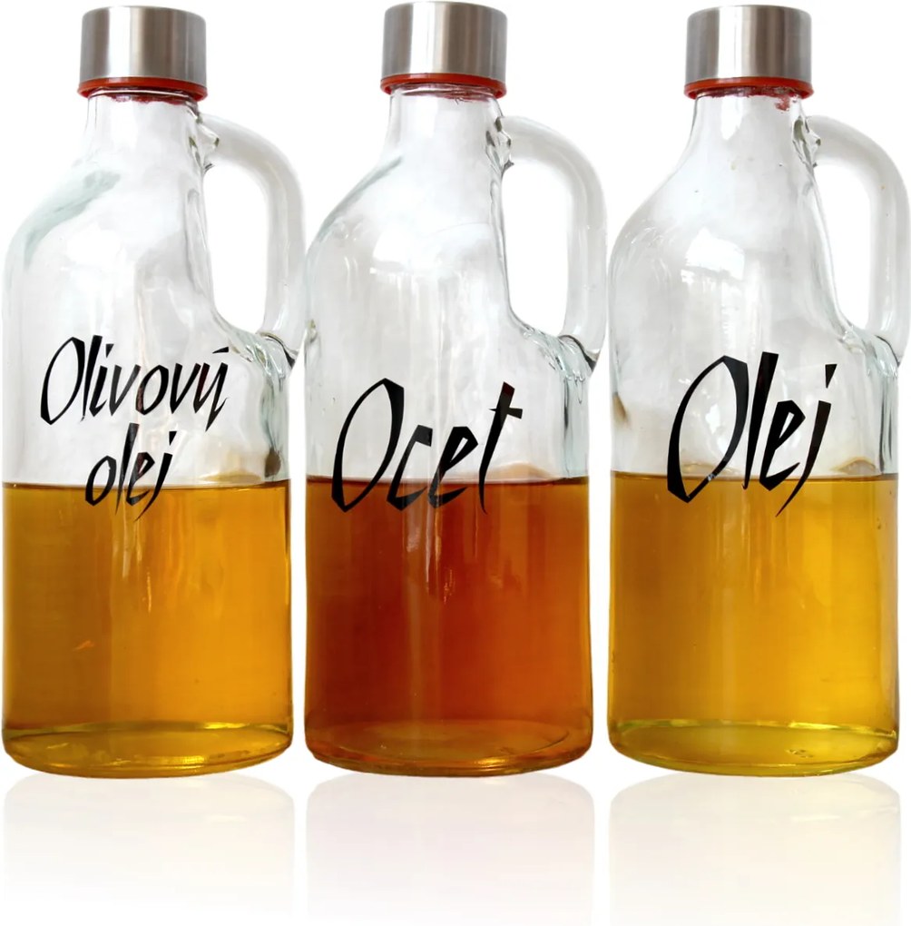usporadejto.cz 2. akosť - Fľaša na olej, olivový a ocot, s uchom a uzáverom na závit, 1,15l OCOT