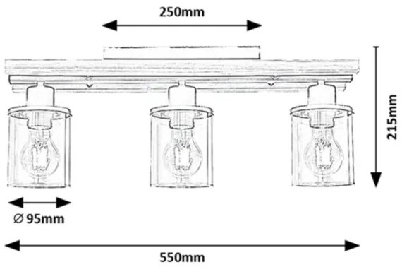 Rabalux 71083 - Prisadený luster NIYLAH 3xE27/230V