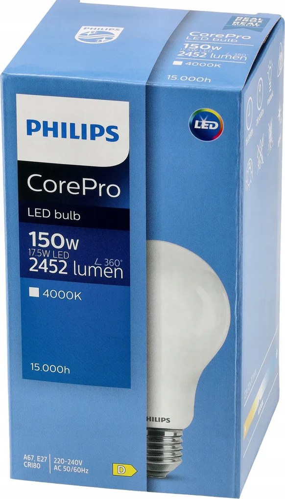LED žiarovka Philips E27 - 17,5 W - 2452lm - 4000k Corepro Premium