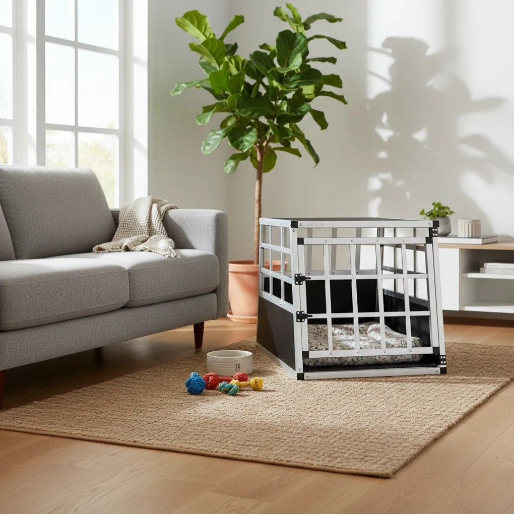 Prepravka pre psa BRUNO, 70x54x51cm, strieborná/čierna Cadoca