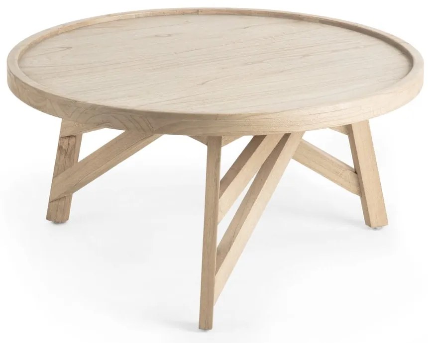 Konferenčný stolík z dreva mindi Kave Home Thais, ø 80 cm