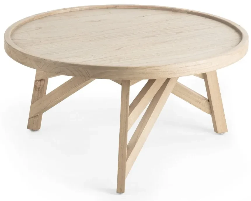 Konferenčný stolík z dreva mindi Kave Home Thais, ø 80 cm