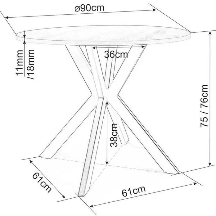 Jedálenský stôl Talia 90 cm, mramor / čierna