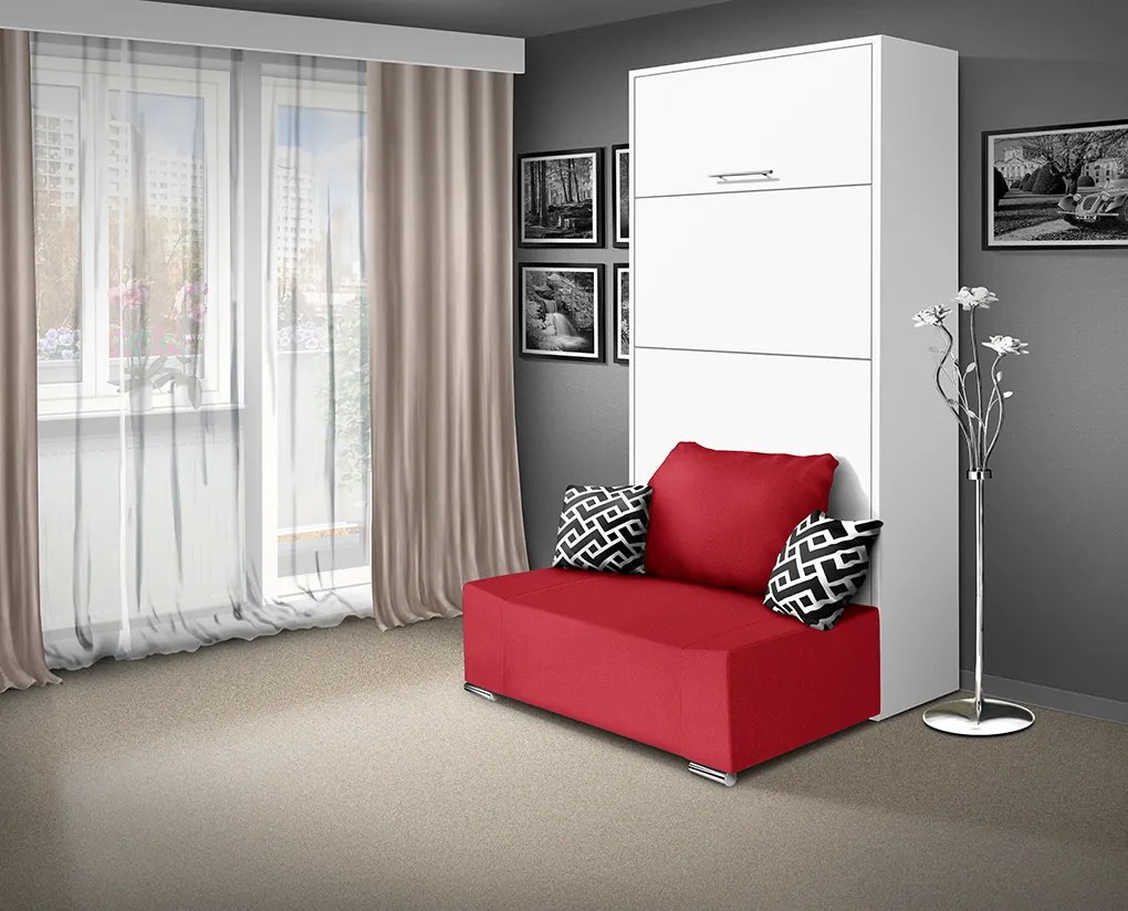 Nabytekmorava Sklápacia posteľ s pohovkou VS 21058P 200x90 farba pohovky: Modrá, Typ farebného prevedenia: Orech / dvere biele LESK