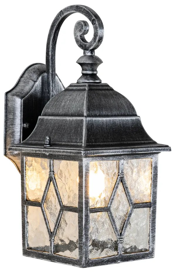 Romantická vonkajšia nástenná lampa starožitné striebro - London