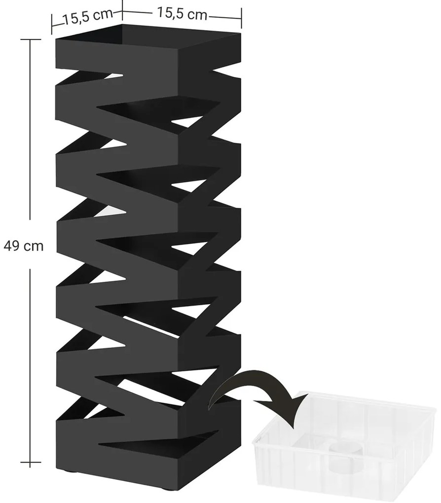 Kovový stojan na dáždniky Loft Black, 49x15,5 cm
