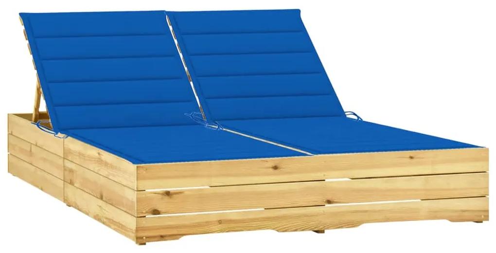 Dvojité ležadlo a kráľovsky modré podložky impregnované borovicové drevo 3065979