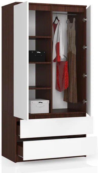 Skriňa S 90 cm 2D 2SZ CLP wenge / biela