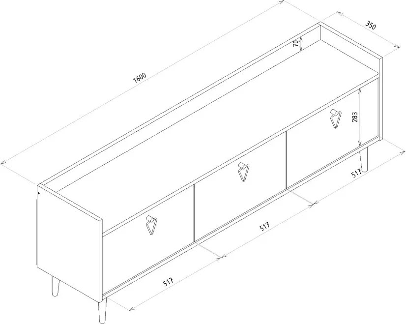 TV stolík PIENA 160 cm, antracitový