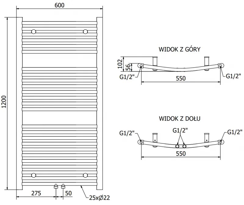 Mexen Ares, elektrické vykurovacie teleso 1200x600 mm + vykurovacia tyč 600 W, čierna, W102-1200-600-2600-70