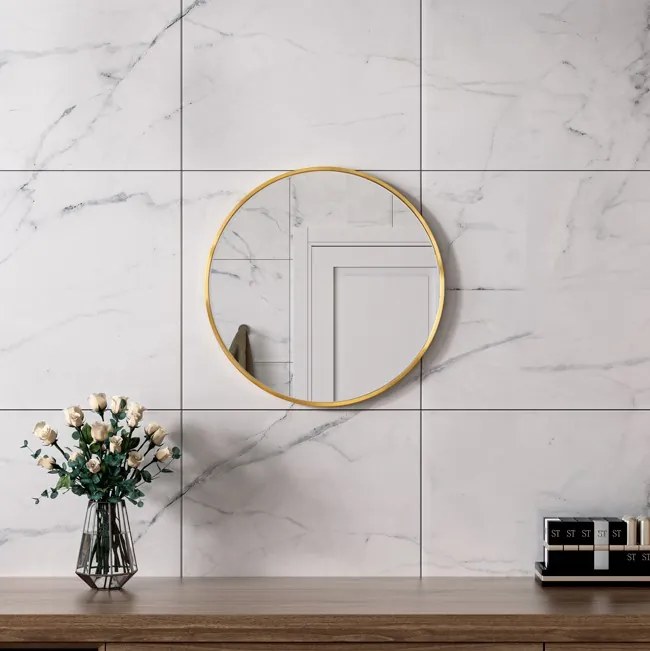 Erga Round, okrúhle zrkadlo 50cm, zlatý rám, ERG-V01-ROUND-5050-GD