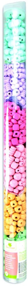 Drevené pastelové koráliky v tube, 300 ks