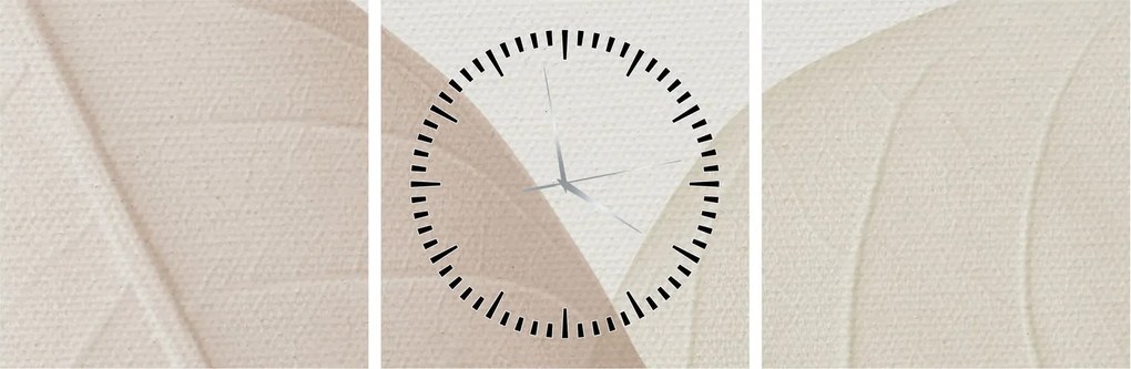 Obraz - Texturované listy (s hodinami) (90x30 cm)