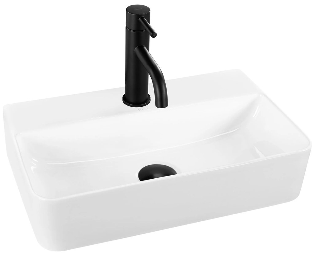 Rea Naomi, umývadlo závesné/na dosku 455x285x105 mm, biela lesklá, REA-U0630