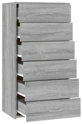 vidaXL Komoda so 6 zásuvkami sivá sonoma 50x34x96 cm spracované drevo-