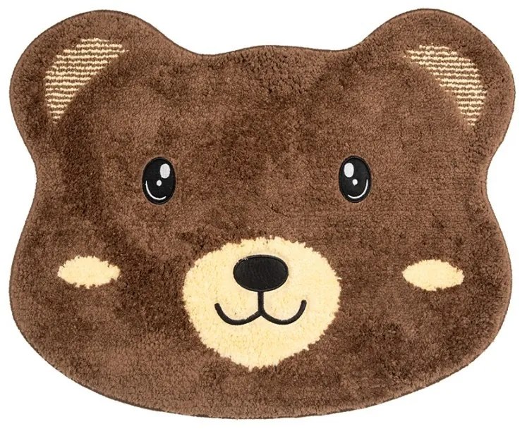 Hnedá kúpeľňová predložka hlava medvedíka Bear - 60*48*1 cm