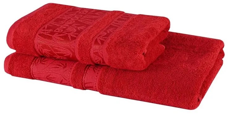 Sada 2 kusov červenej bambusovej osušky a uteráka EMI