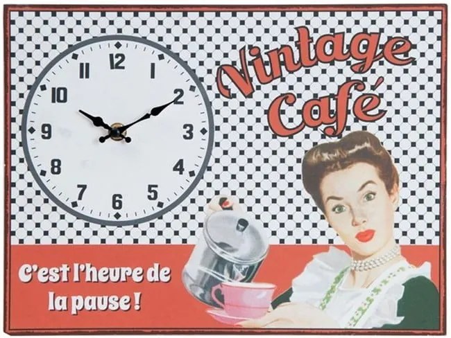Nástenné hodiny Vintage Café, 32x24 cm