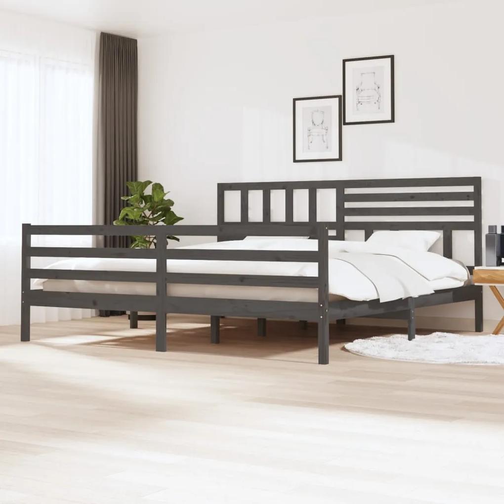 vidaXL Rám postele sivý masívne drevo 200x200 cm