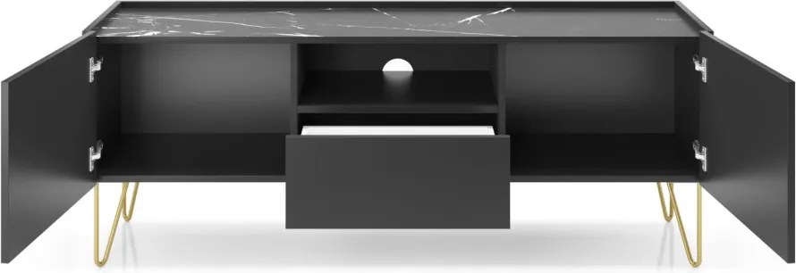 TV skrinka Harmony, čierna/čierny mramor