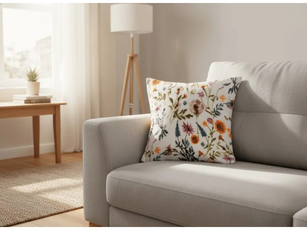 Mikroplyšová obliečka na vankúšik HERBALIS 45x45 cm, krémová