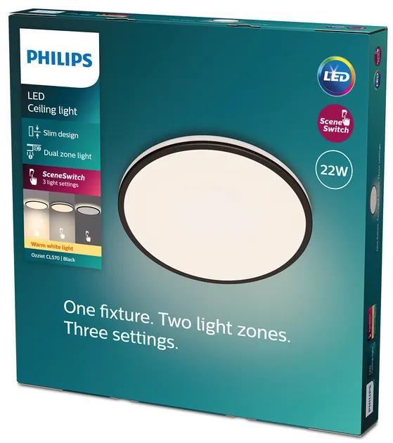 Philips 8719514432000 Stropné svietidlo OZZIET LED 22W, 2700K, 2300lm, IP20, čierna