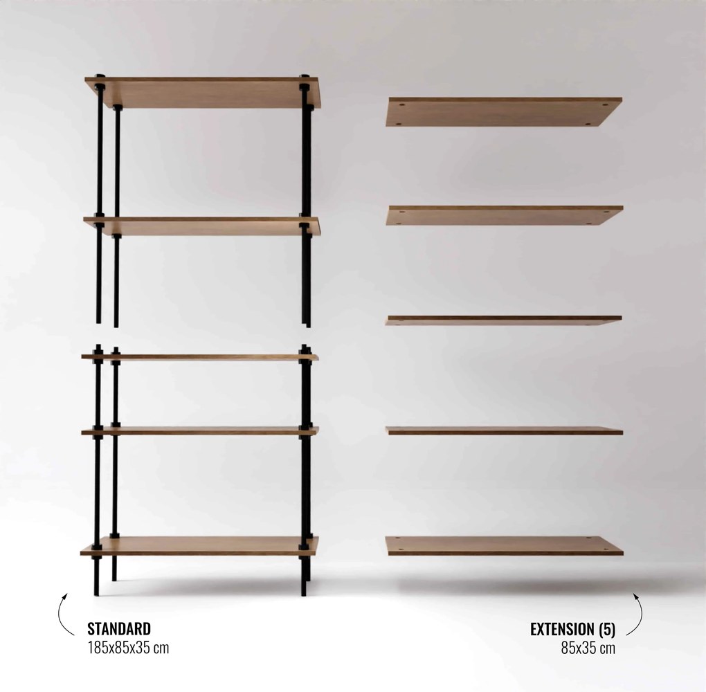 Kovový regál v industriálnom štýle DECO s 10 policami, 92,5x235x35 cm