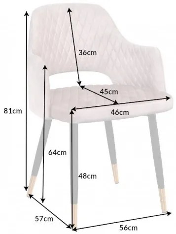 Stolička Paris dekoračné prešívanie zamat greige