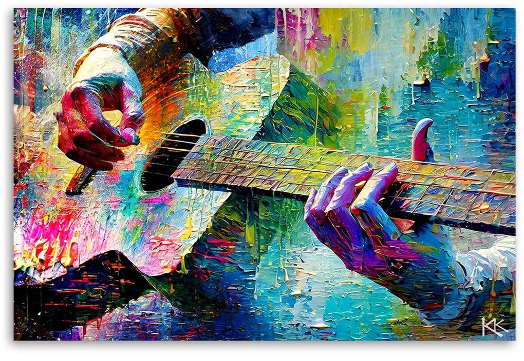 Gario Obraz na plátne Farebná gitara Rozmery: 90 x 60 cm