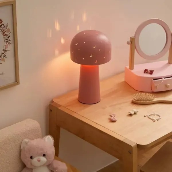 Atmosphera - Detská stolná lampa STARRY MUSHROOM 1xE14/25W/230V ružová