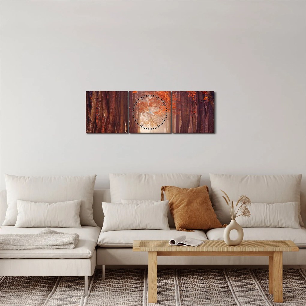 Obraz - Jesenné les (s hodinami) (90x30 cm)
